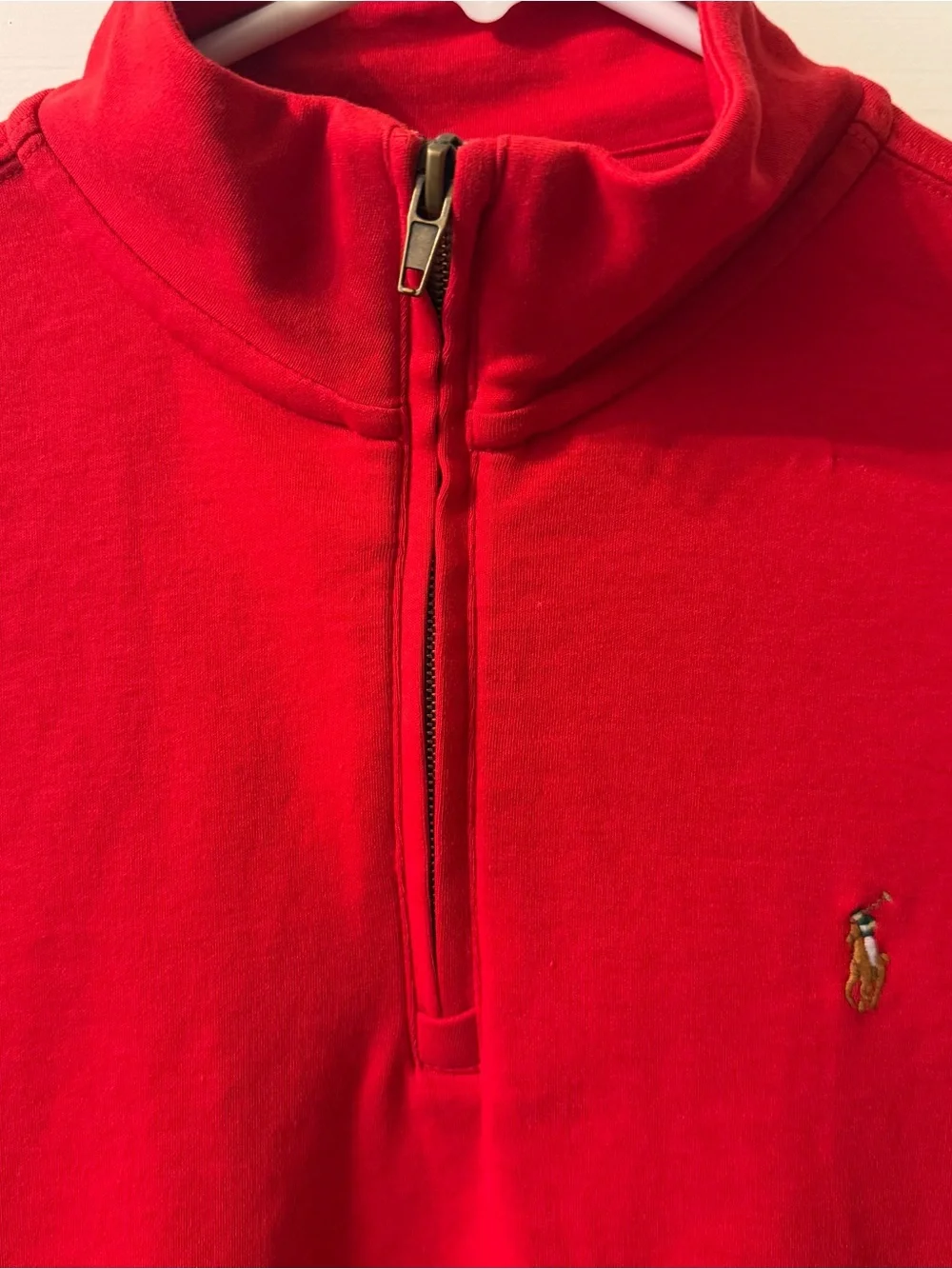 Ralph Lauren Red Long Sleeve Quarter-Zip Tee